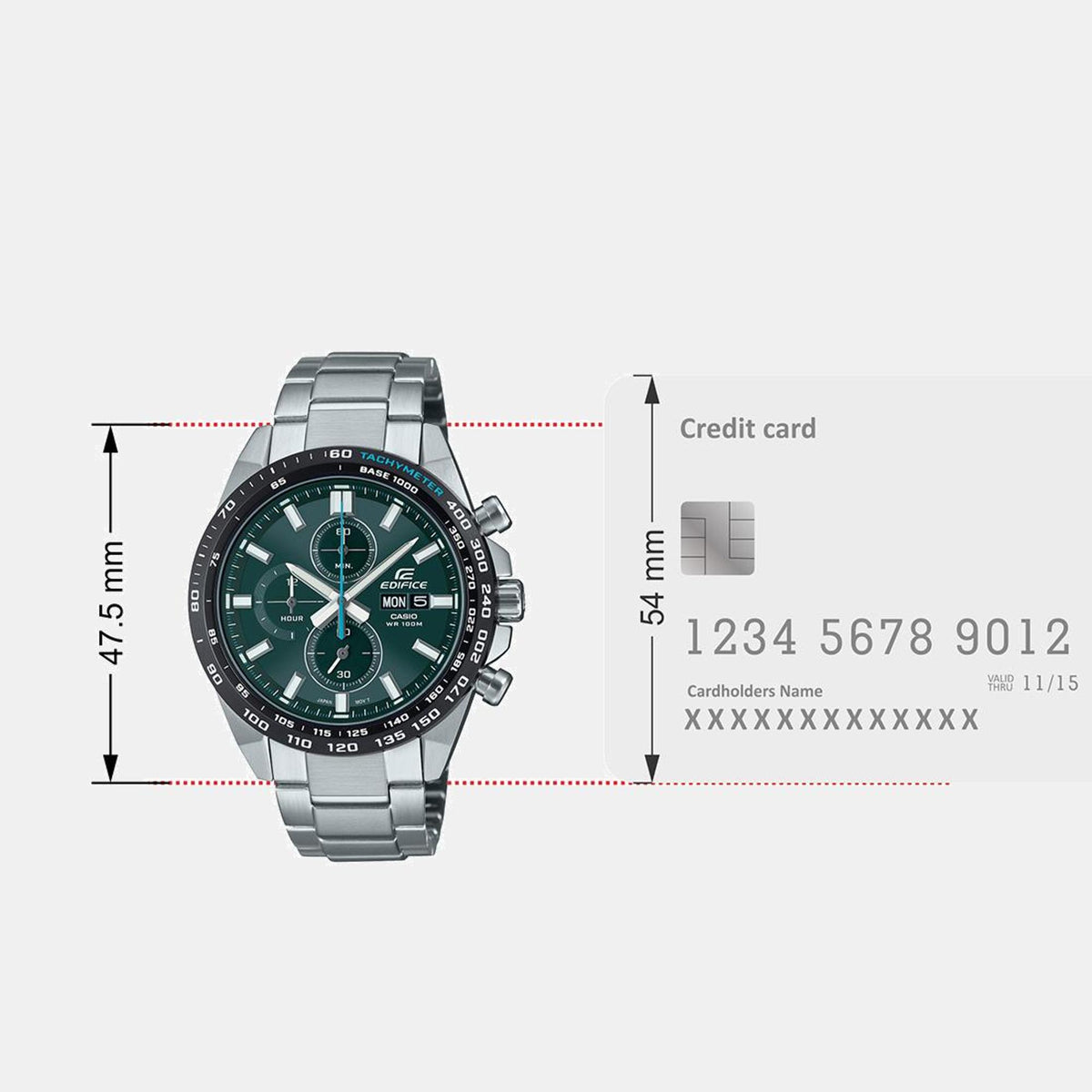 Edifice Men Quartz Green Dial Chronograph Stainless Steel Watch ED595