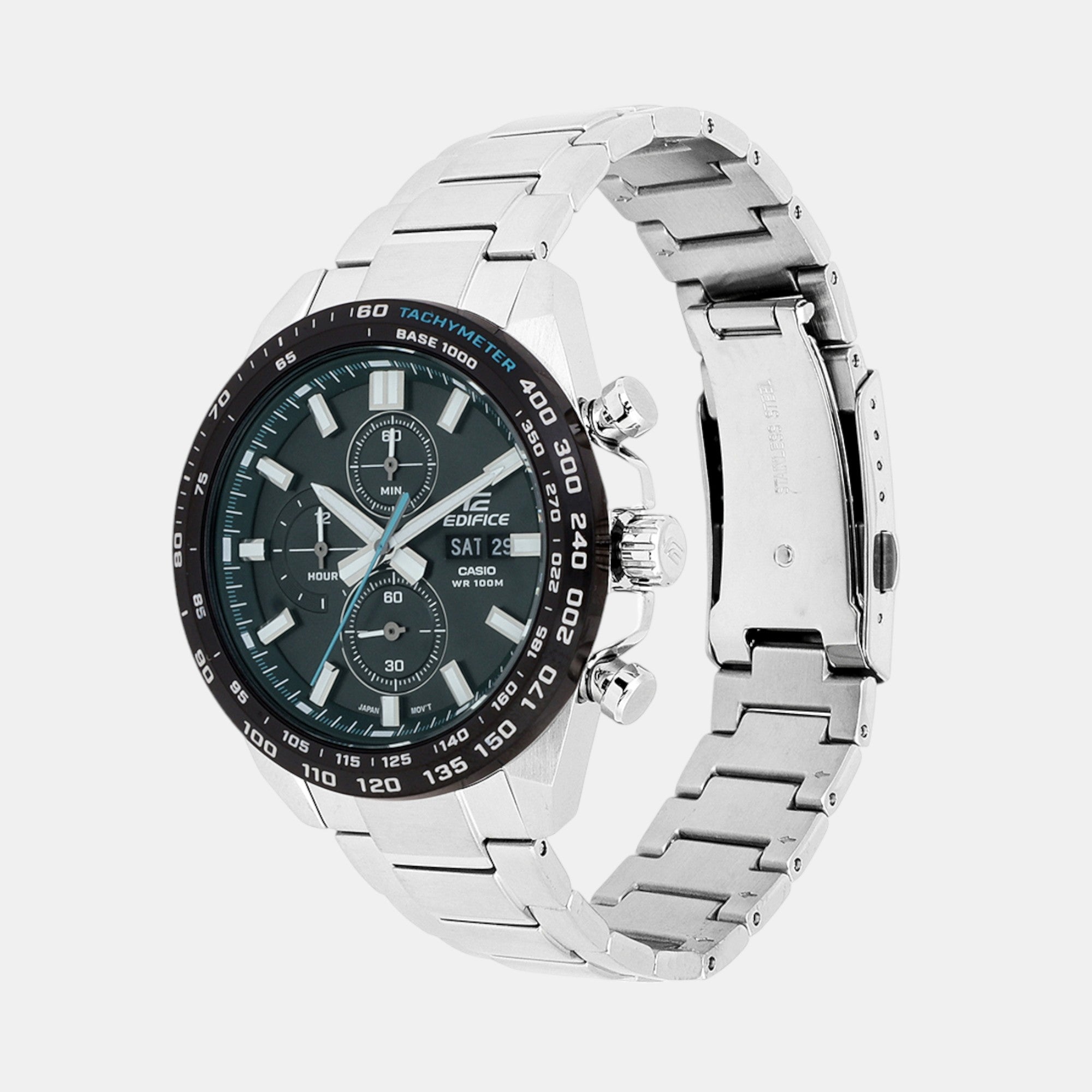 Edifice Men Quartz Green Dial Chronograph Stainless Steel Watch ED595