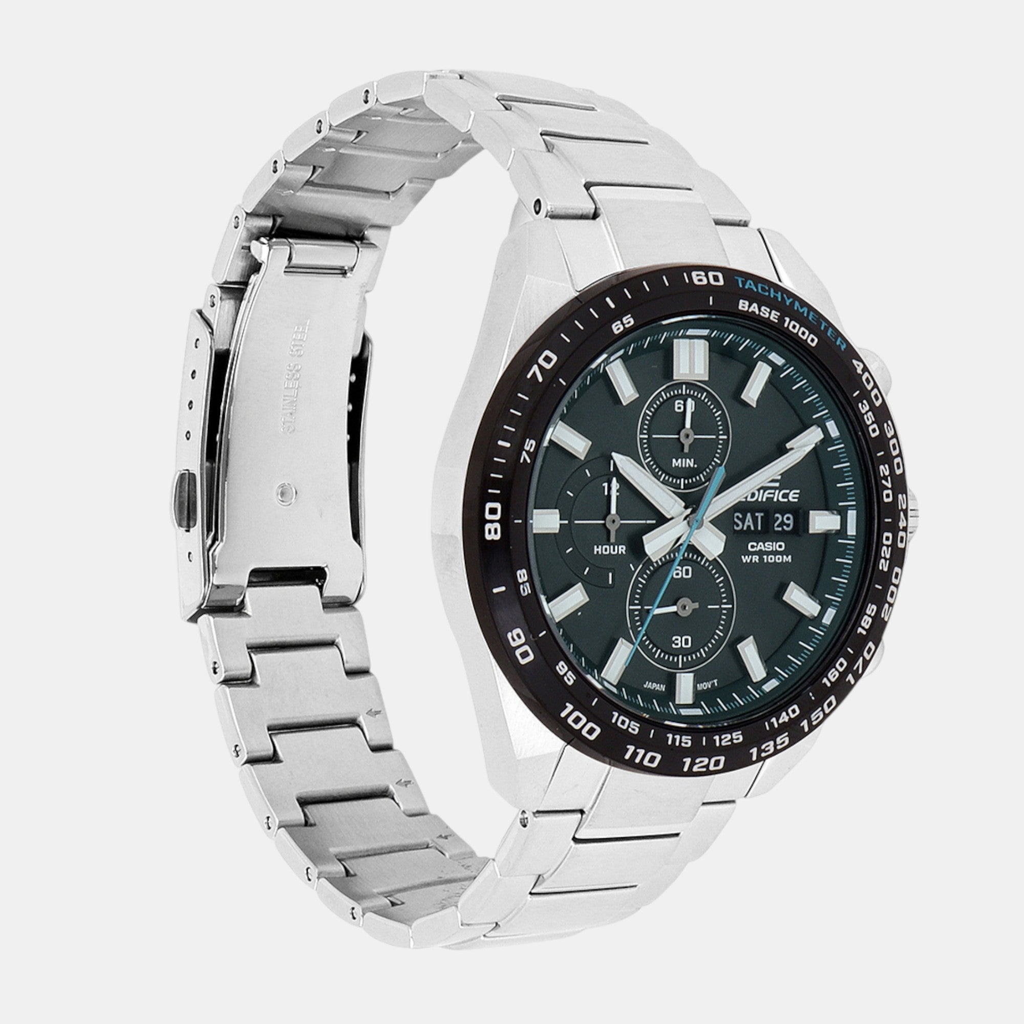 Edifice Men Quartz Green Dial Chronograph Stainless Steel Watch ED595