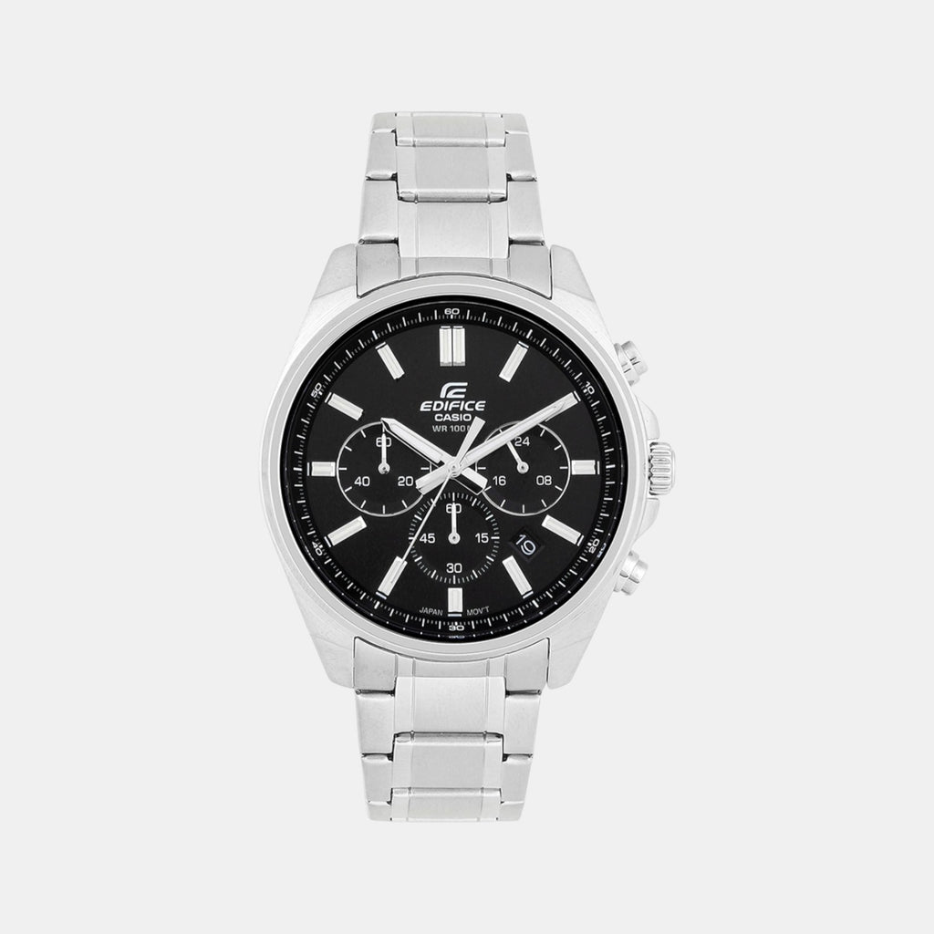 Edifice Men Quartz Black Dial Chronograph Stainless Steel Watch ED596