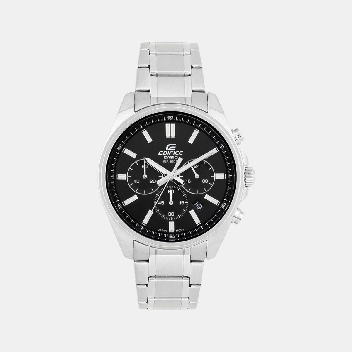 Edifice Men Quartz Black Dial Chronograph Stainless Steel Watch ED596