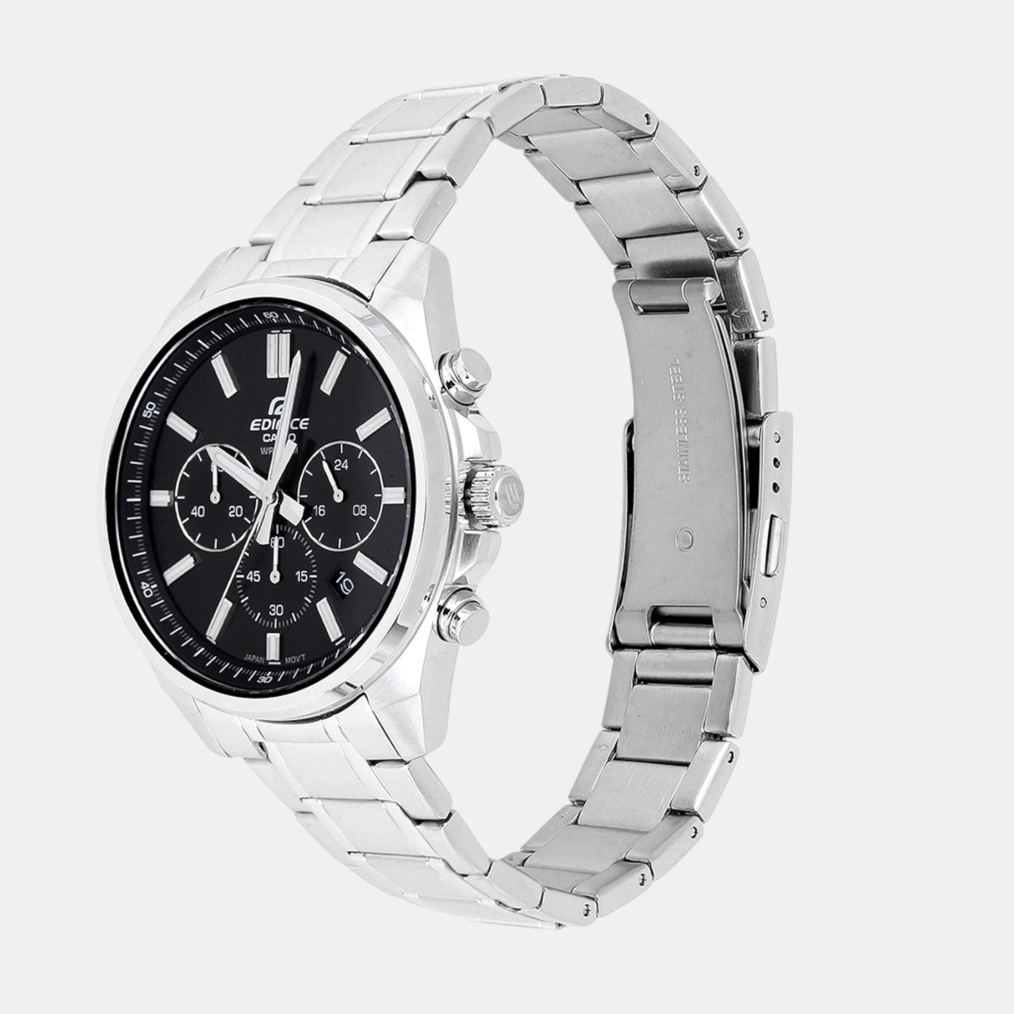 Edifice Men Quartz Black Dial Analog Stainless Steel Watch ED596
