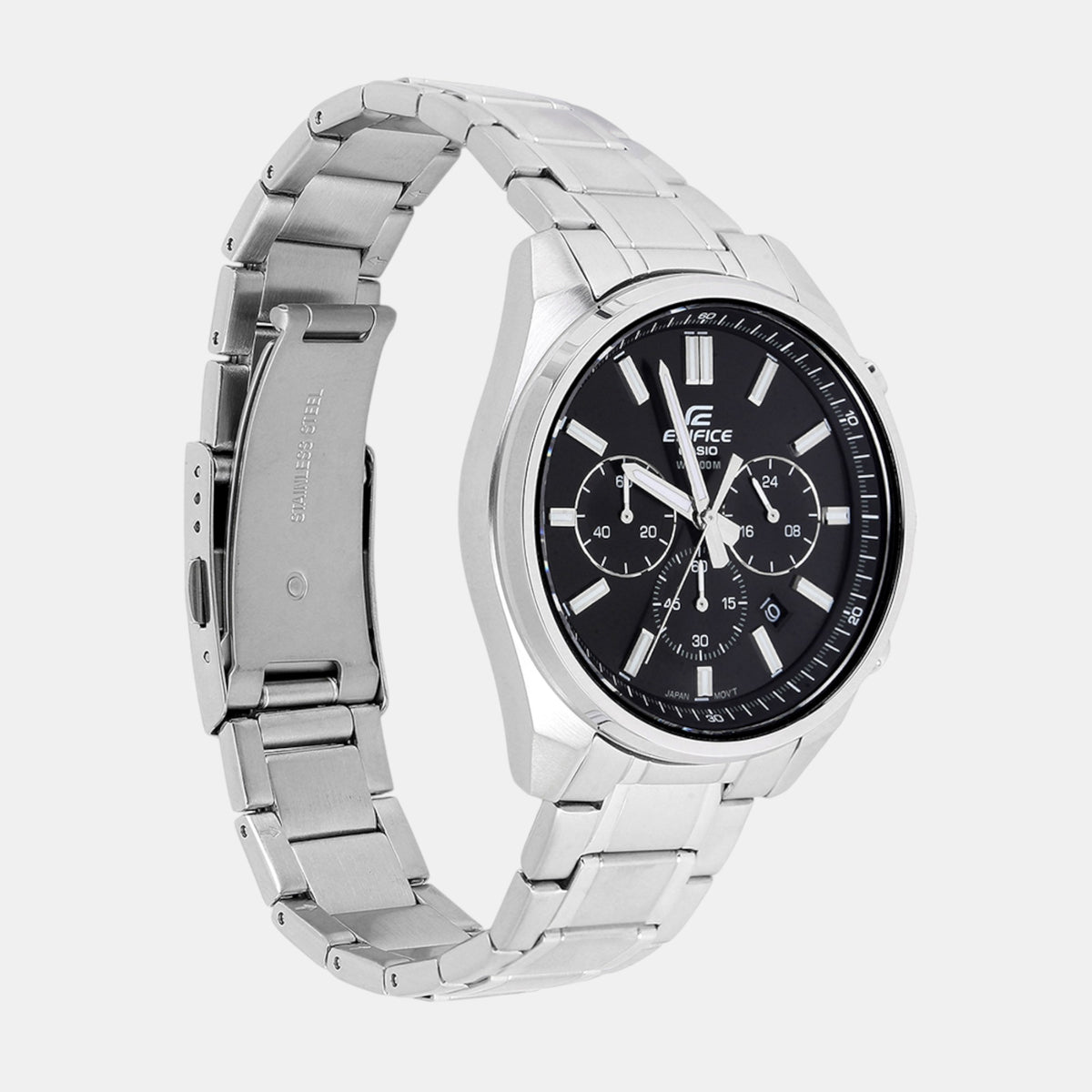 Edifice Men Quartz Black Dial Chronograph Stainless Steel Watch ED596