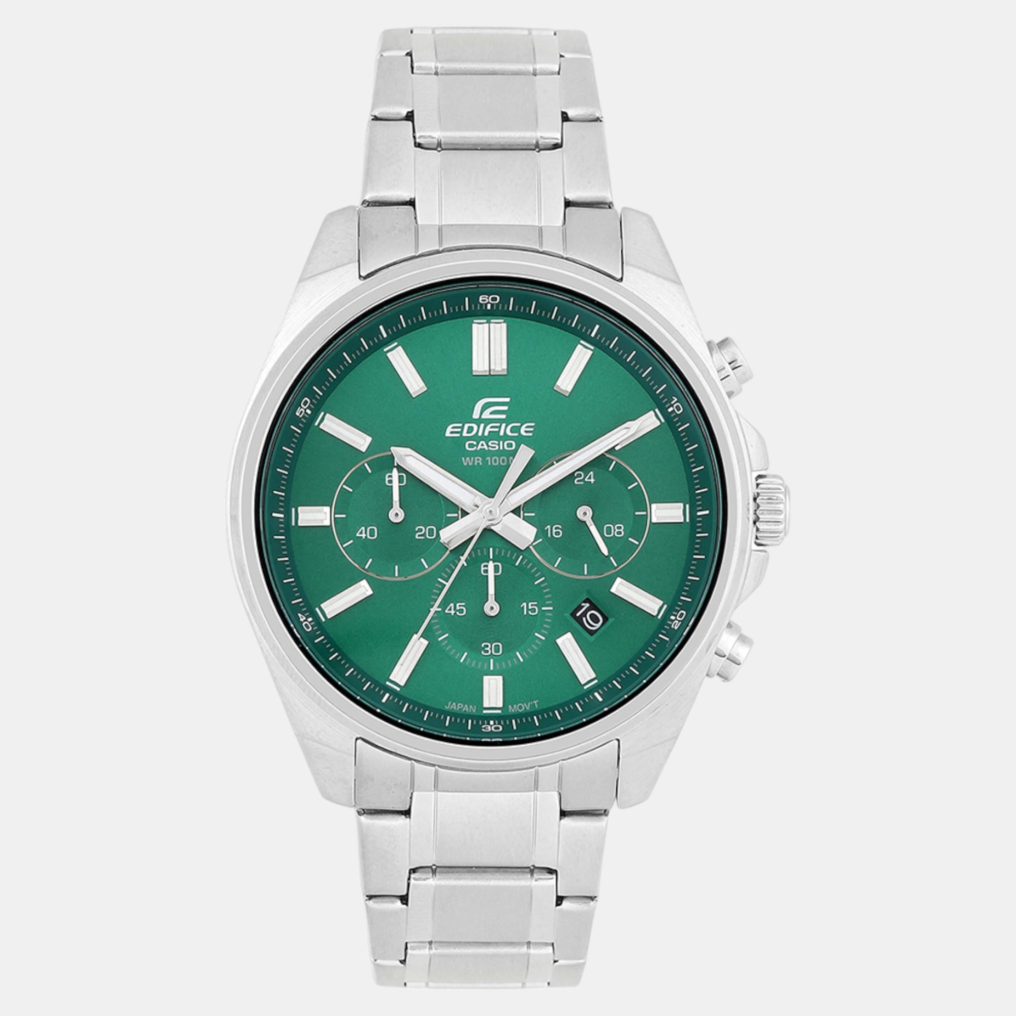 Edifice Men Quartz Green Dial Chronograph Stainless Steel Watch ED598