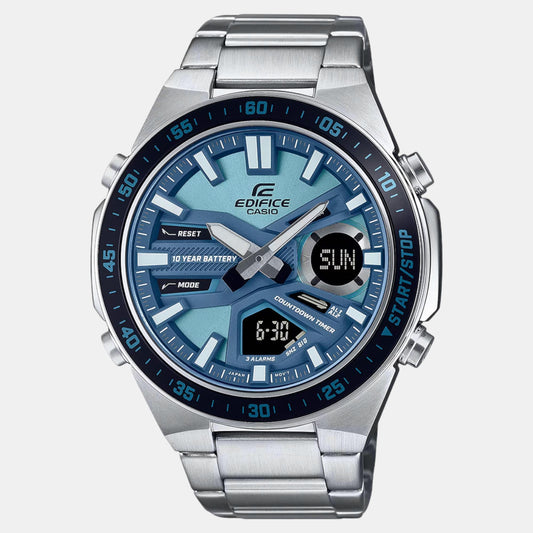 Edifice Men Quartz Blue Dial Analog-Digital Stainless Steel Watch ED599