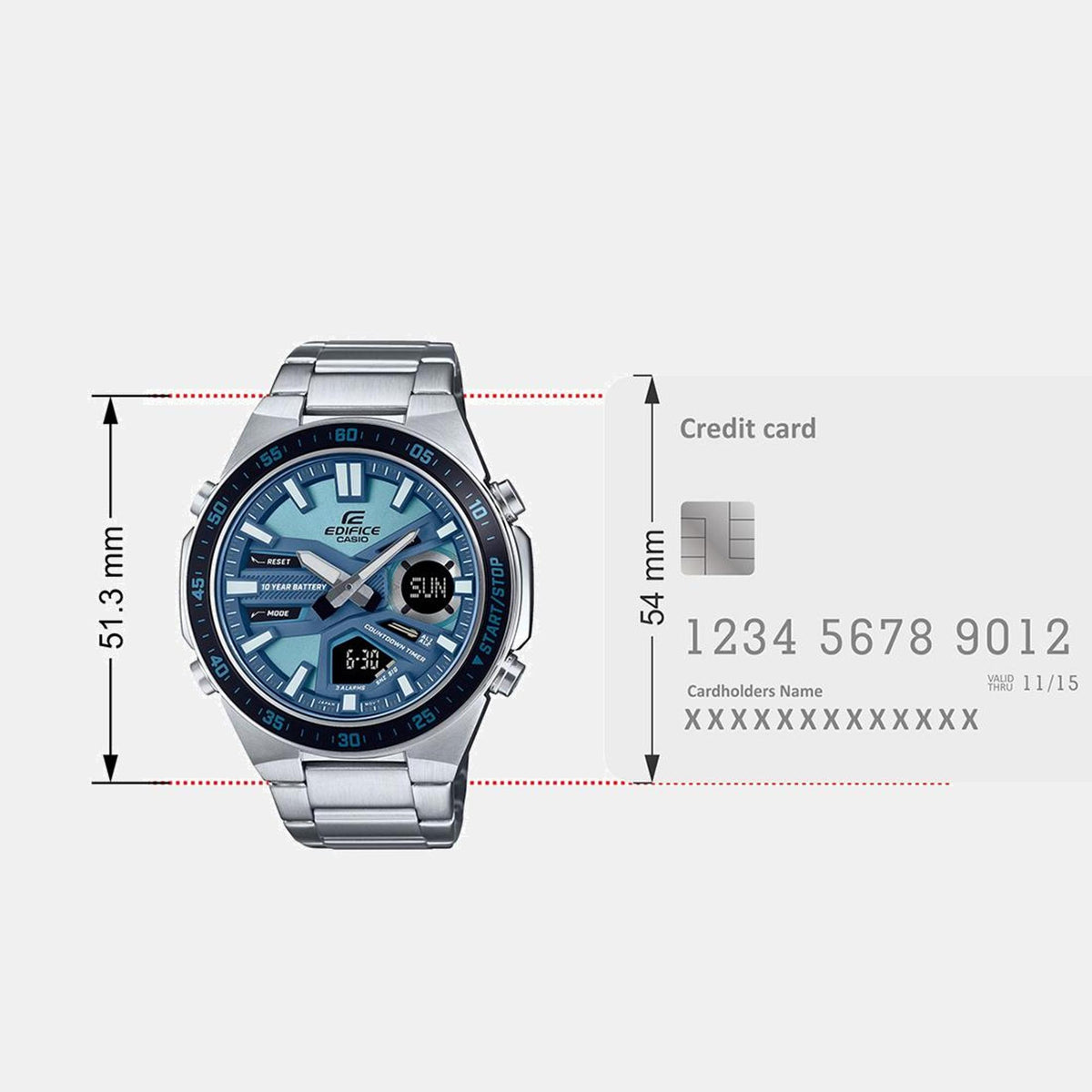 Edifice Men Quartz Blue Dial Analog-Digital Stainless Steel Watch ED599