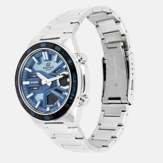 Edifice Men Quartz Blue Dial Analog-Digital Stainless Steel Watch ED599