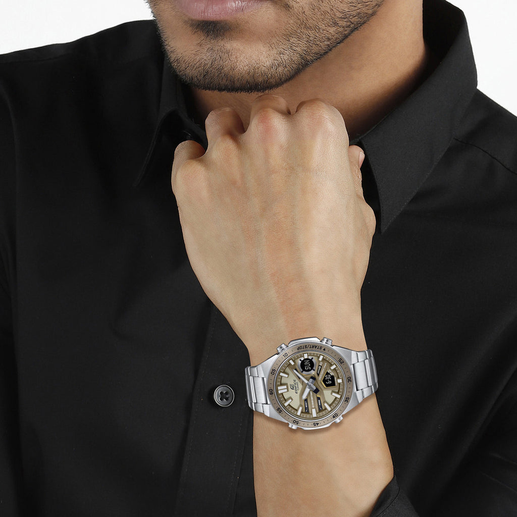 Edifice Men Quartz Brown Dial Analog-Digital Stainless Steel Watch ED600