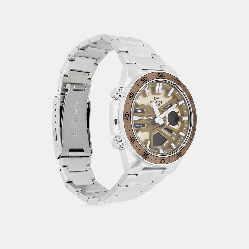Edifice Men Quartz Brown Dial Analog-Digital Stainless Steel Watch ED600