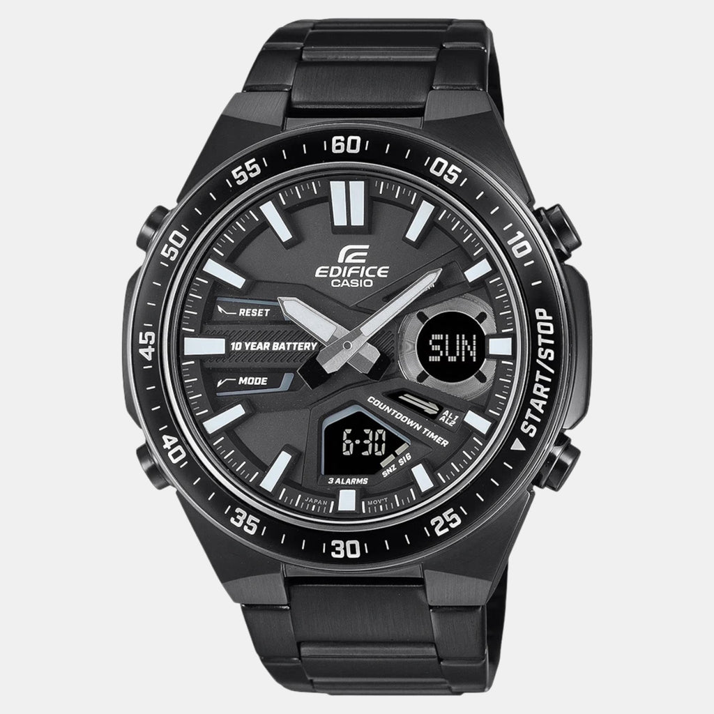 Edifice Men Quartz Black Dial Analog-Digital Stainless Steel Watch ED601