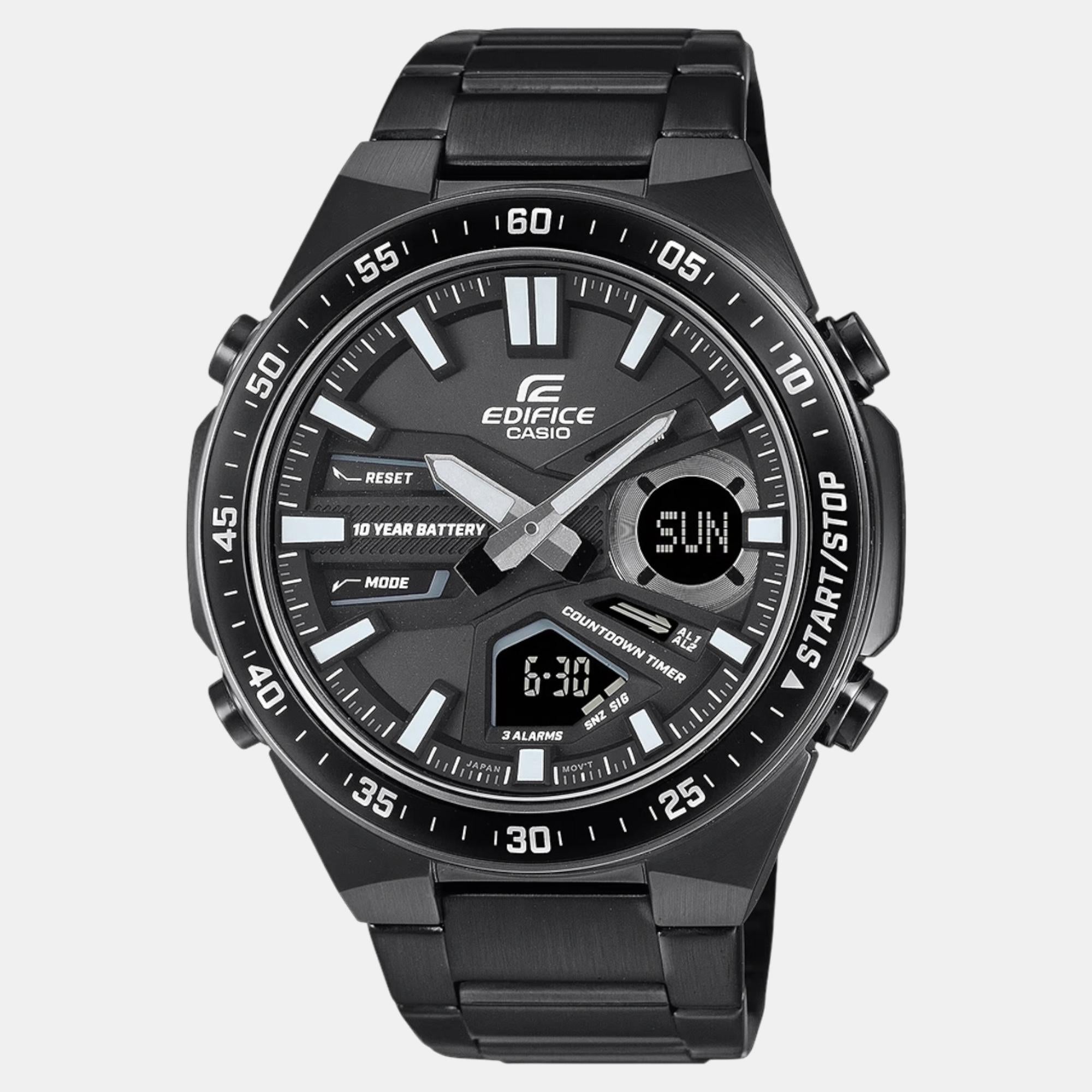 Edifice Men Quartz Black Dial Analog-Digital Stainless Steel Watch ED601