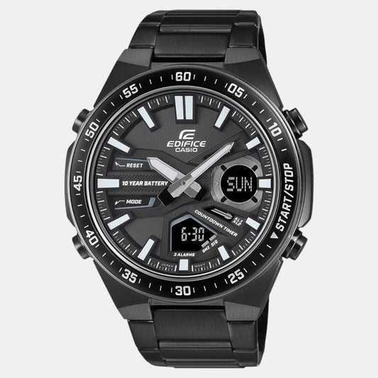 Edifice Men Quartz Black Dial Analog-Digital Stainless Steel Watch ED601