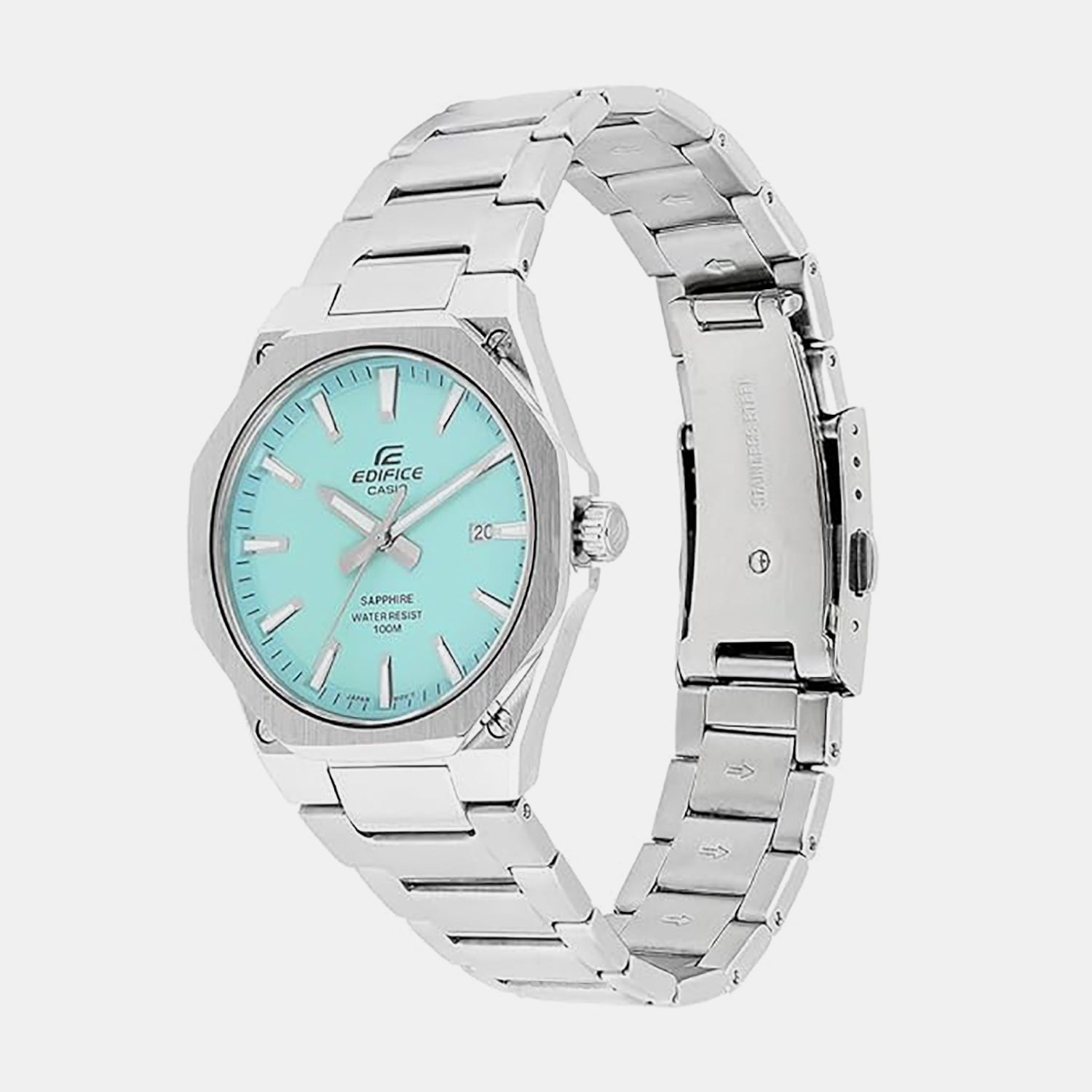Edifice Men Quartz Turquoise Blue Dial Analog Stainless Steel Watch ED604