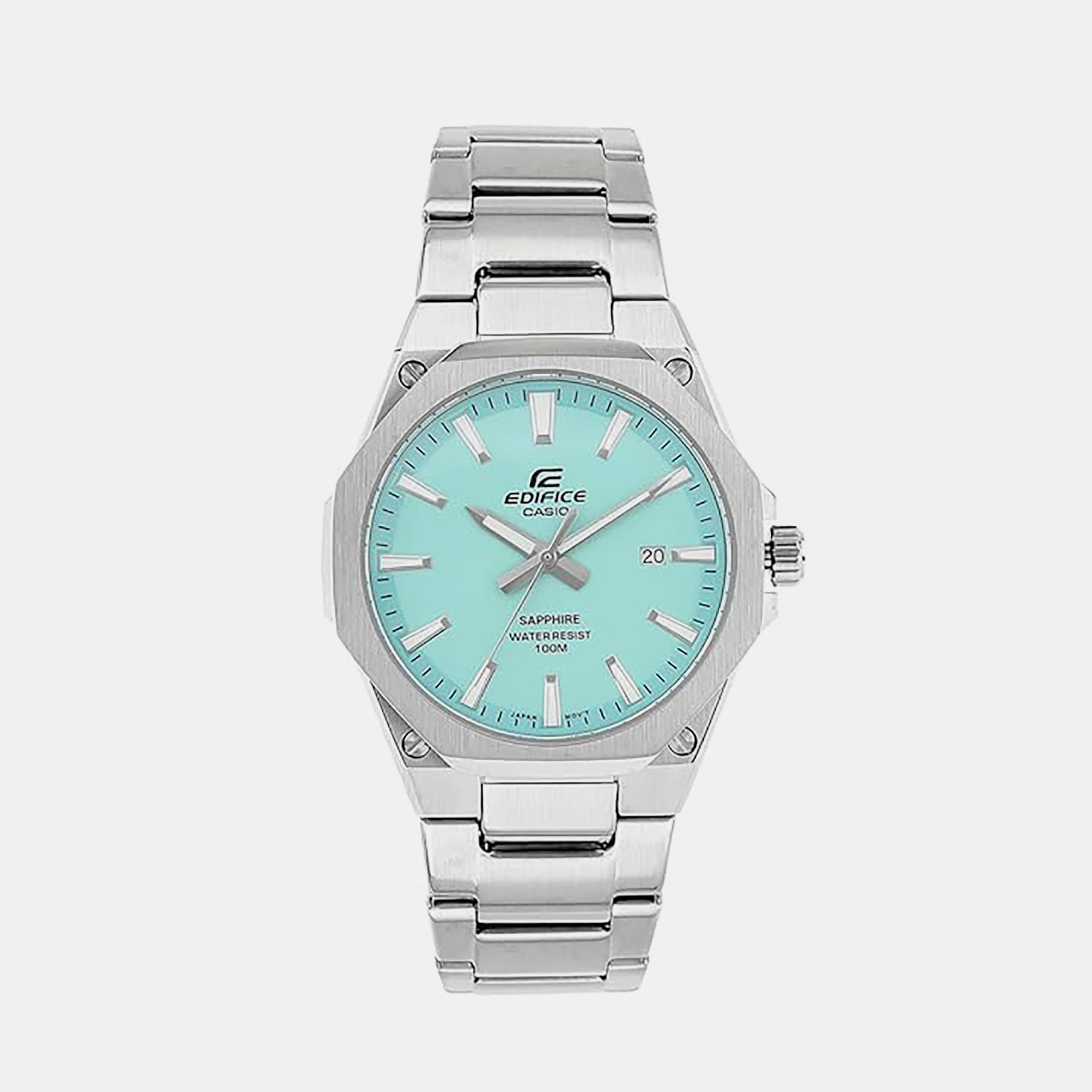 Edifice Men Quartz Turquoise Blue Dial Analog Stainless Steel Watch ED604