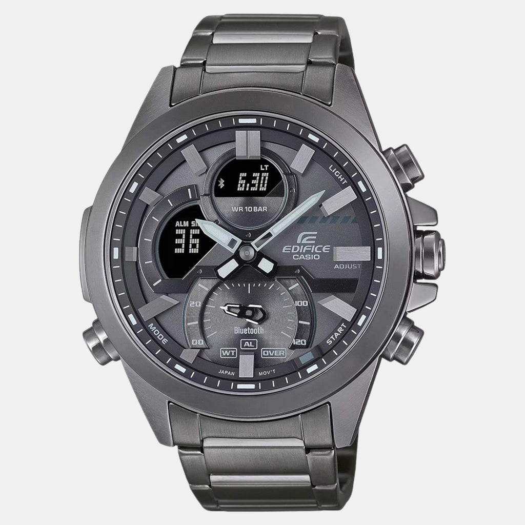 Edifice Men Quartz Grey Dial Analog-Digital Resin Watch ED605