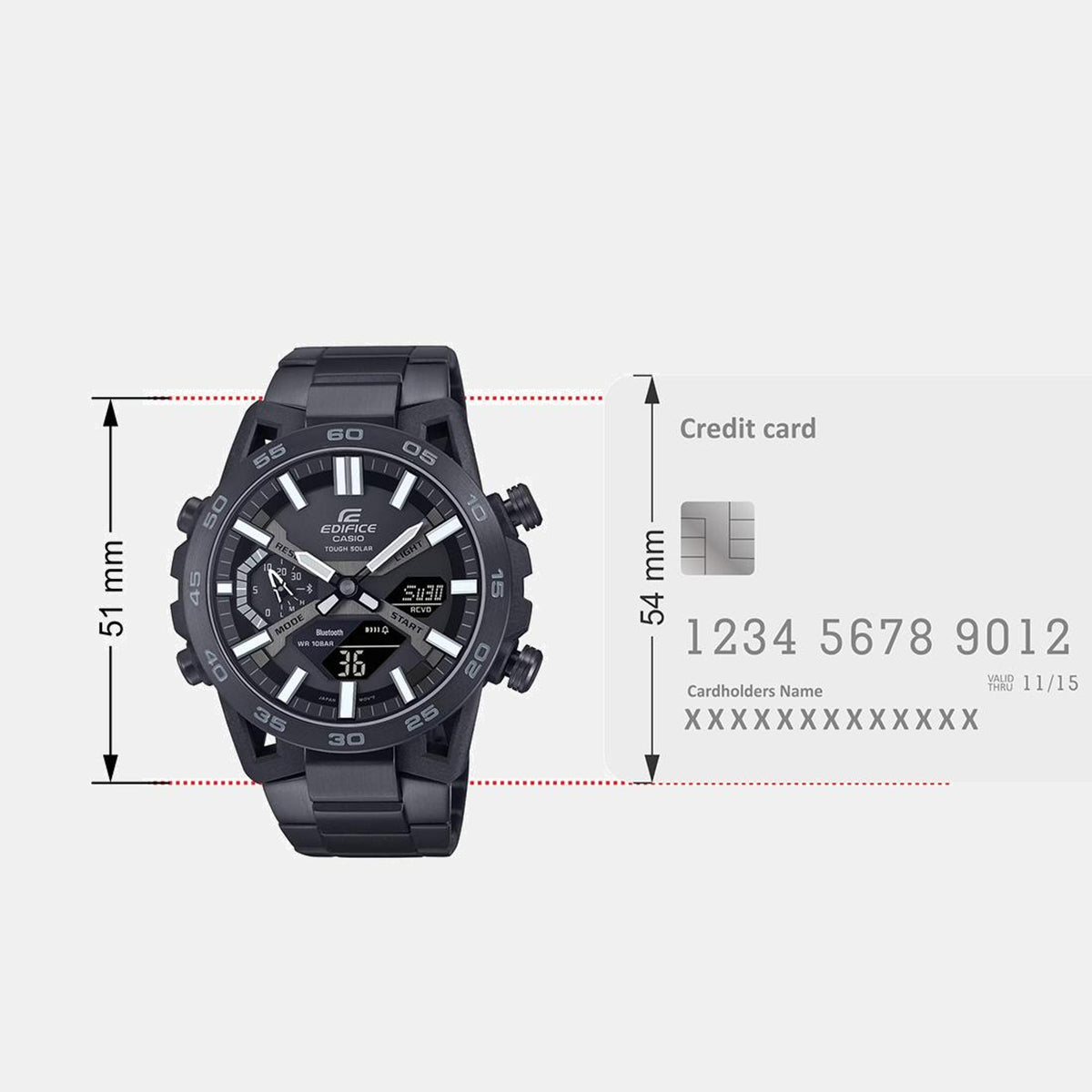 Edifice Men Solar Black Dial Analog-Digital Stainless Steel Watch ED608