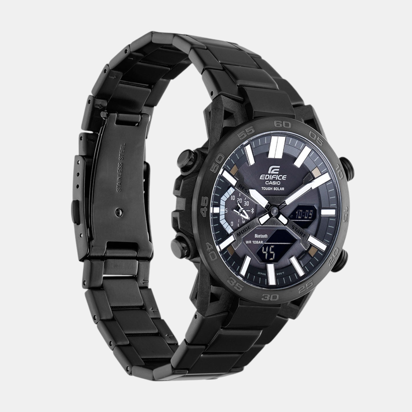 Edifice Men Quartz Black Dial Analog-Digital Stainless Steel Watch ECB-2000DC-1BDF - ED608