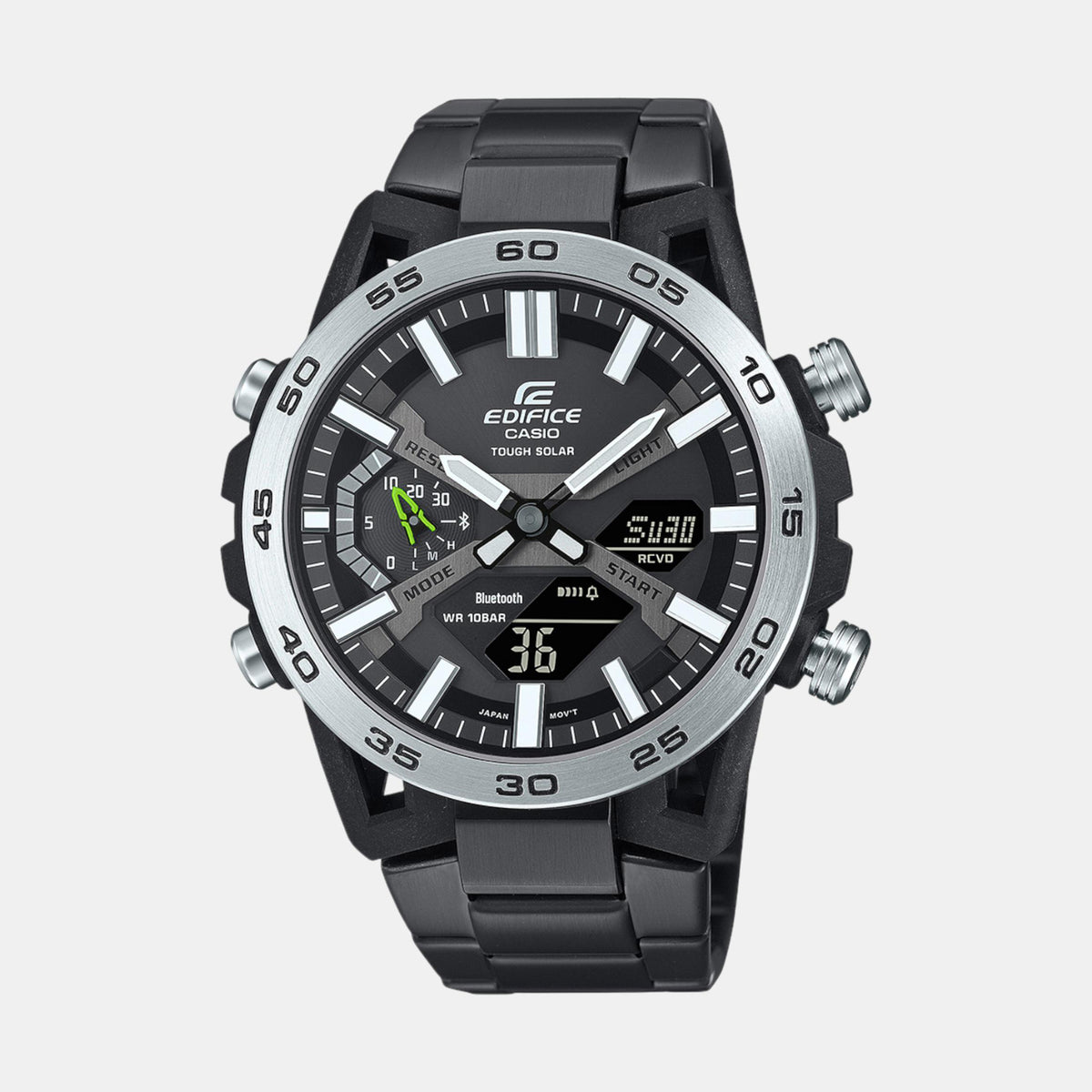 Edifice Men Solar Black Dial Analog-Digital Stainless Steel Watch ED609