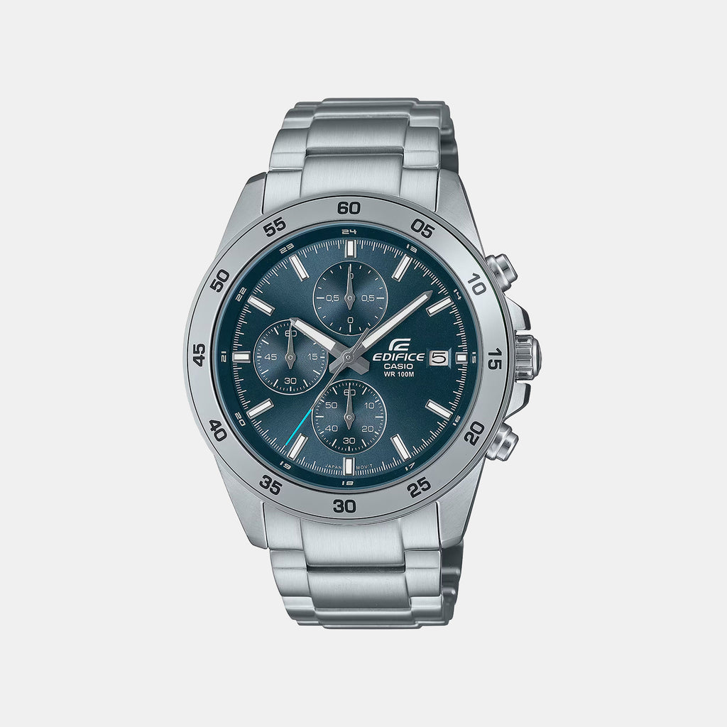 Edifice Men Quartz Blue Dial Multi-Function Stainless Steel Watch ED613