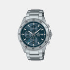 Edifice Men Quartz Blue Dial Multi-Function Stainless Steel Watch ED613