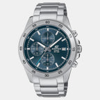 Edifice Men Quartz Grayish Blue Dial Multi-Function Stainless Steel Watch ED613