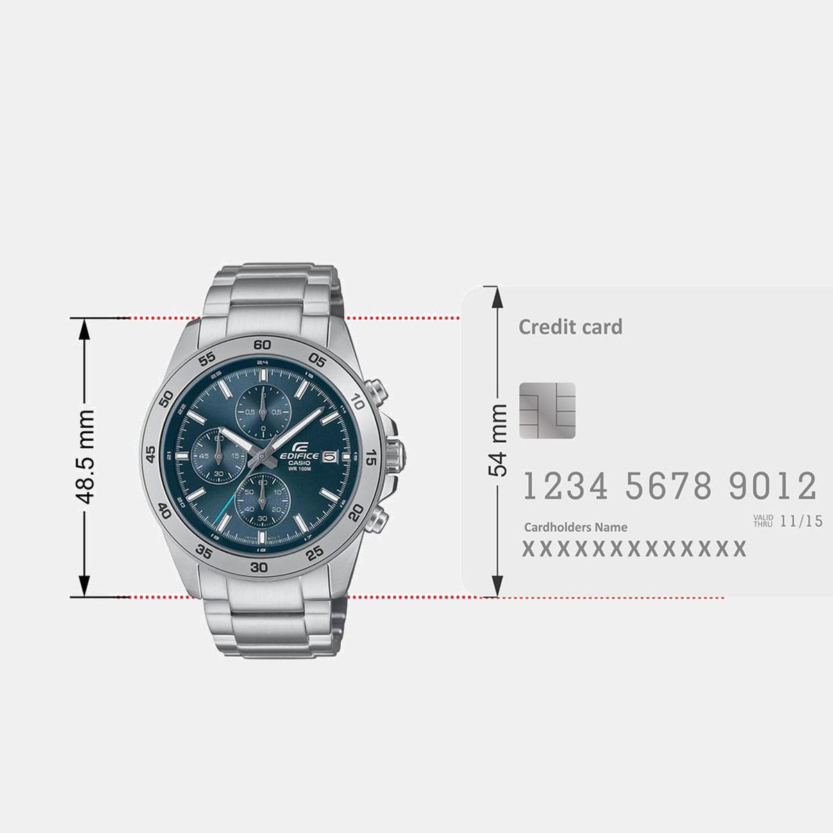 Edifice Men Quartz Blue Dial Multi-Function Stainless Steel Watch ED613