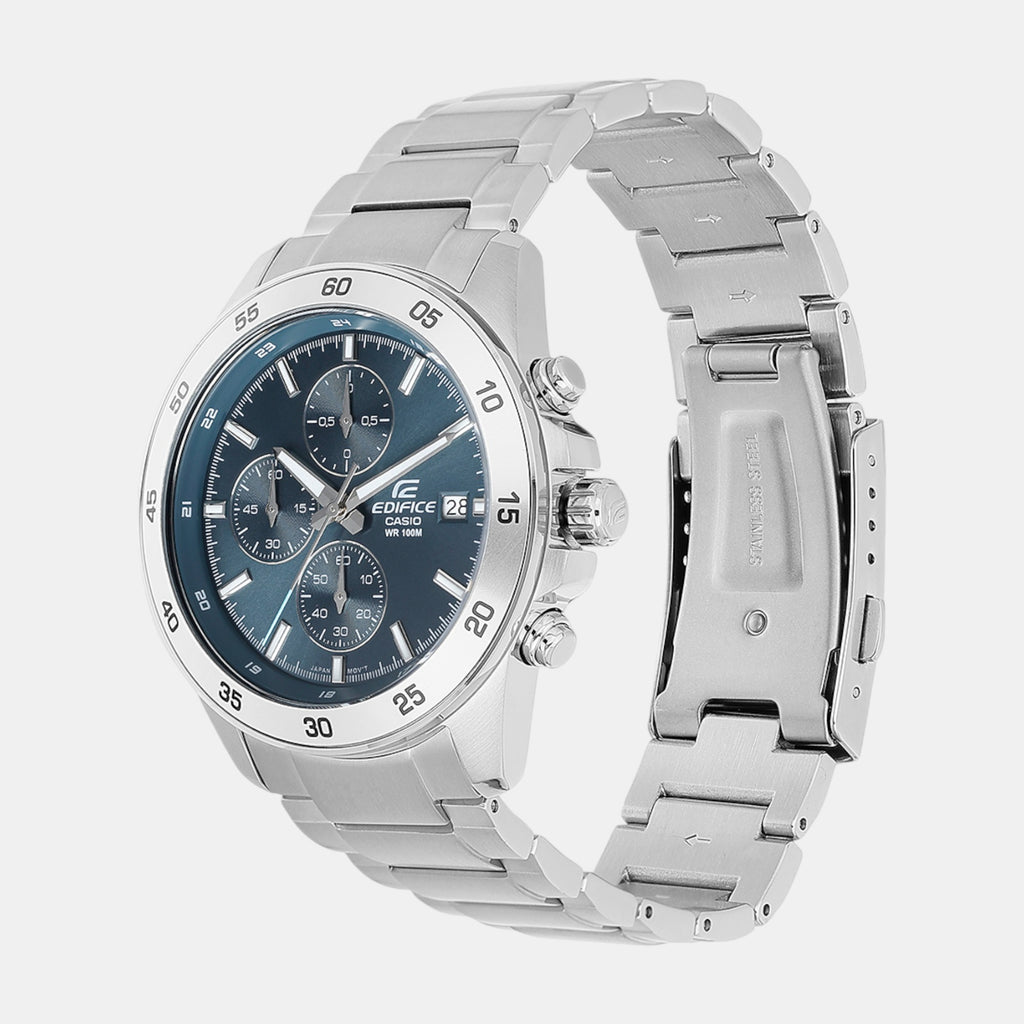 Edifice Men Quartz Grayish Blue Dial Multi-Function Stainless Steel Watch ED613