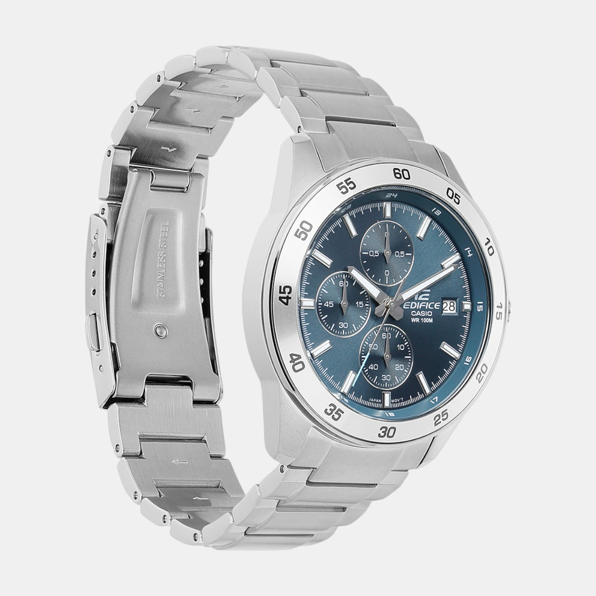 Edifice Men Quartz Blue Dial Multi-Function Stainless Steel Watch ED613