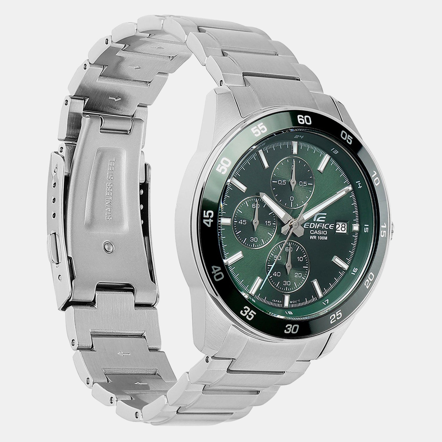 Edifice Men Quartz Green Dial Chronograph Stainless Steel Watch ED614