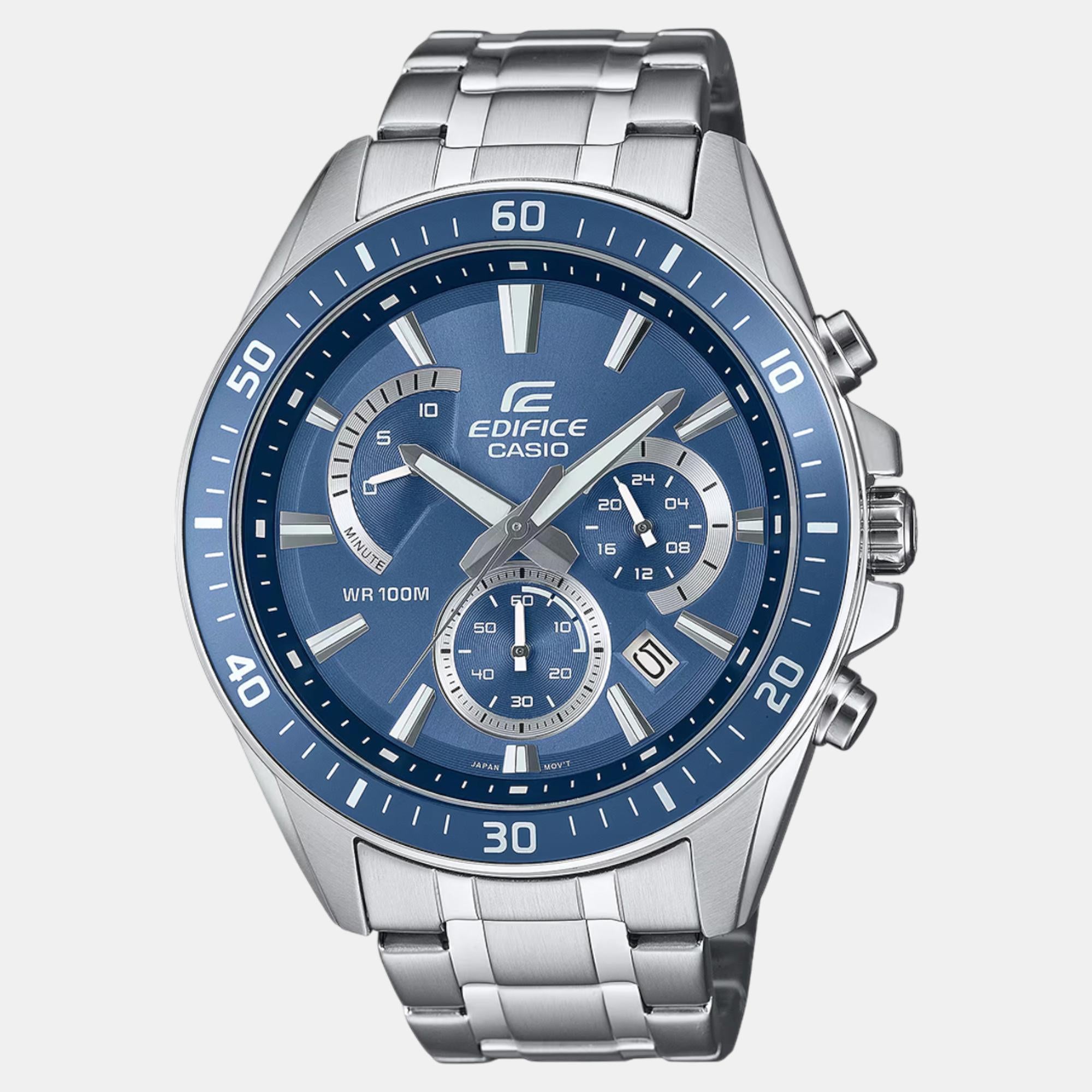 Edifice Men Quartz Grayish Blue Dial Chronograph Stainless Steel Watch ED615