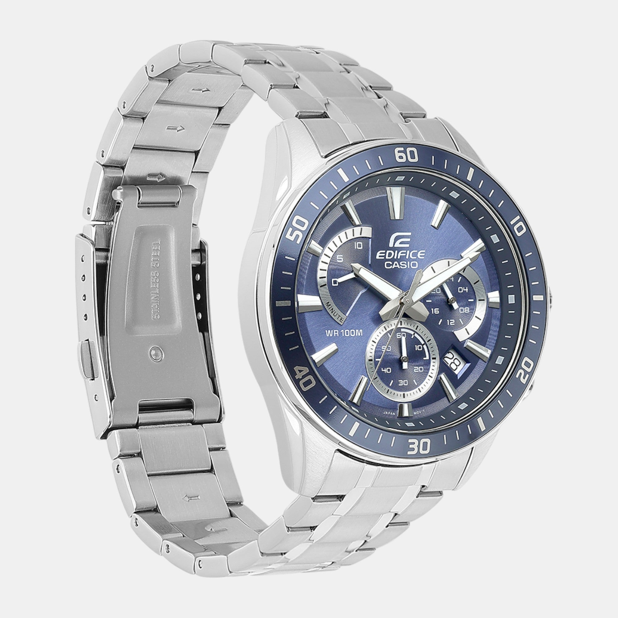 Edifice Men Quartz Grayish Blue Dial Chronograph Stainless Steel Watch ED615