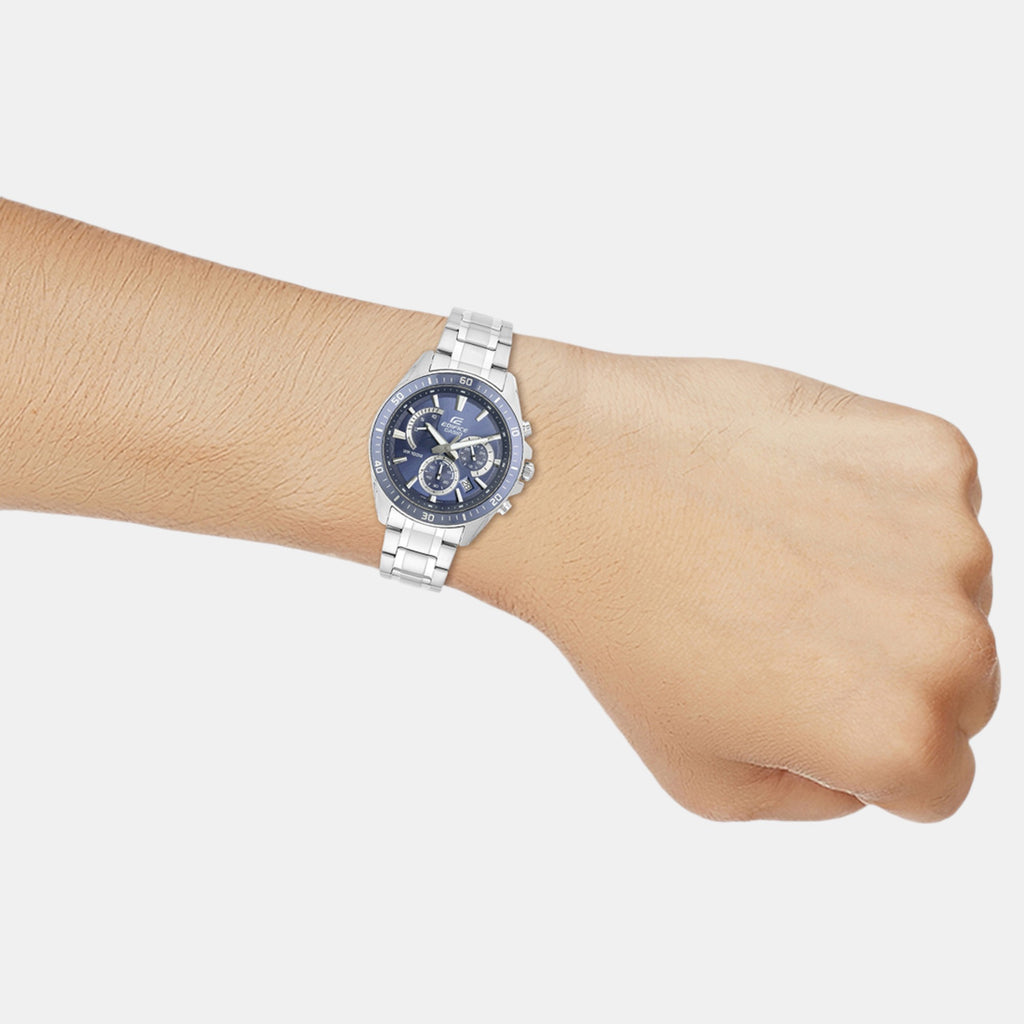 Edifice Men Quartz Grayish Blue Dial Chronograph Stainless Steel Watch ED615