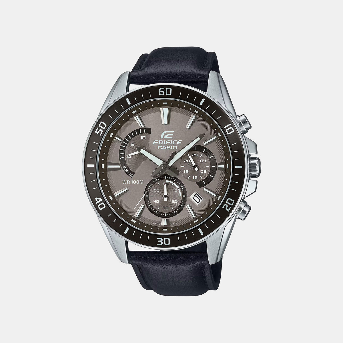 Edifice Men Quartz Brown Dial Chronograph Leather Watch ED616
