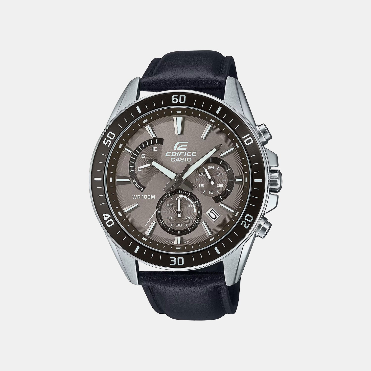 Edifice Men Quartz Light Brown Dial Analog Leather Watch ED616