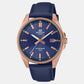 Edifice Men Quartz Navy Blue Dial Analog Leather Watch ED617