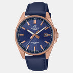 Edifice Men Quartz Navy Blue Dial Analog Leather Watch ED617