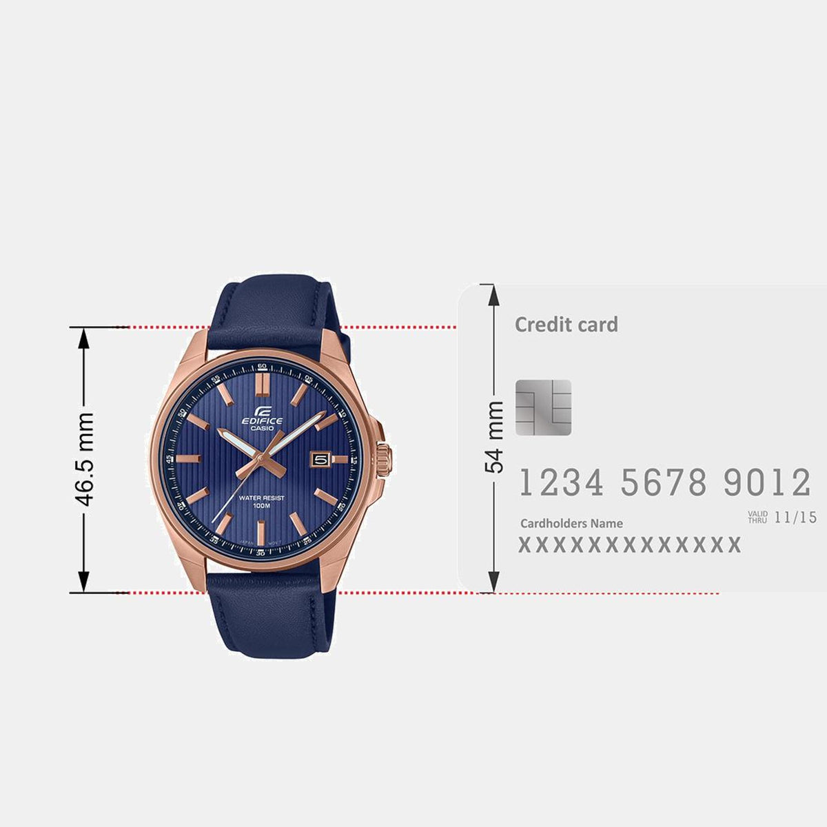 Edifice Men Quartz Navy Dial Analog Leather Watch ED617