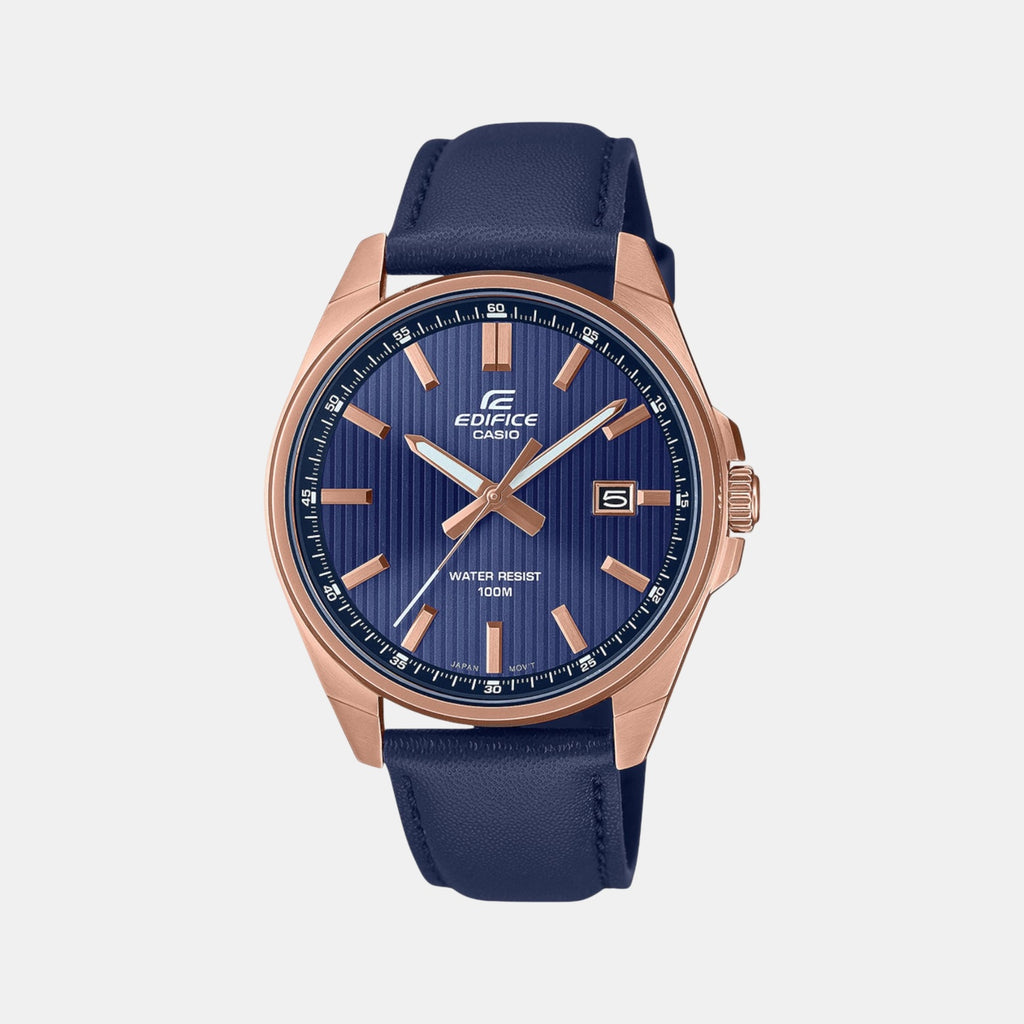 Edifice Men Quartz Blue Dial Analog Leather Watch ED617
