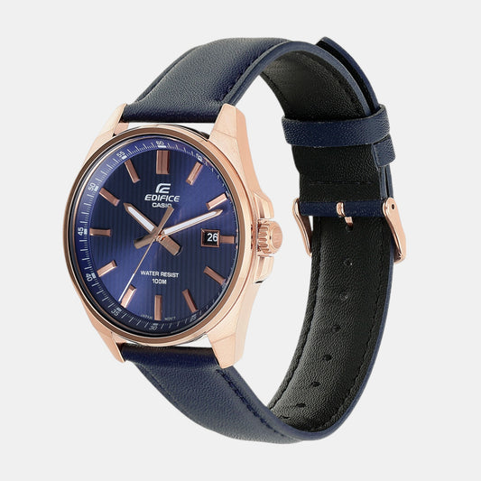 Edifice Men Quartz Navy Blue Dial Analog Leather Watch ED617