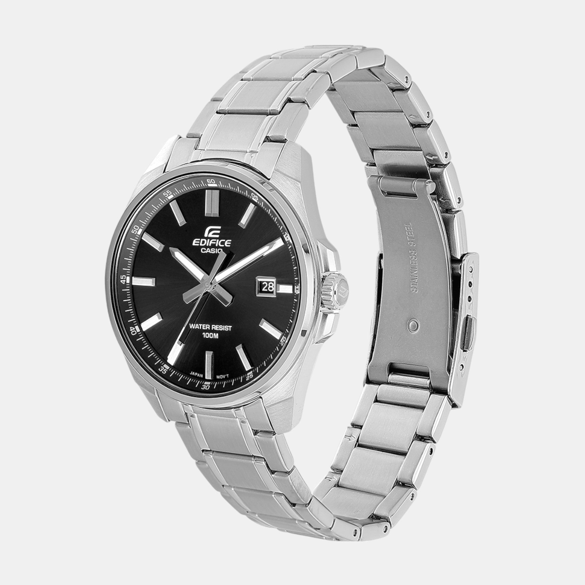 Edifice Men Quartz Black Dial Analog Stainless Steel Watch ED618