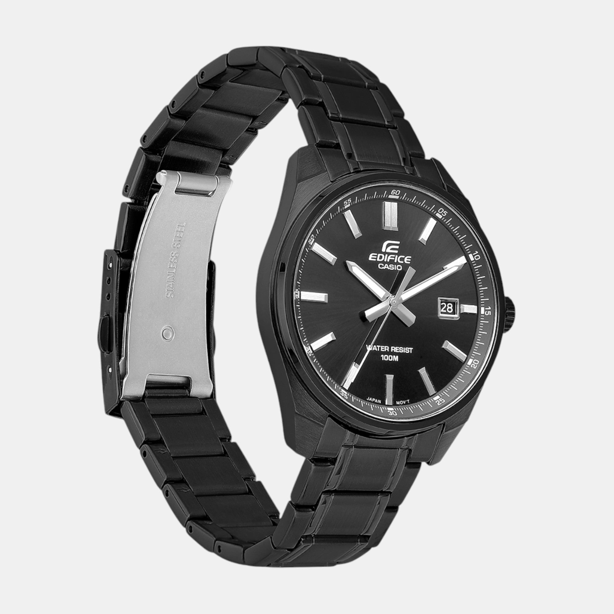 Edifice Men Quartz Black Dial Analog Stainless Steel Watch ED620