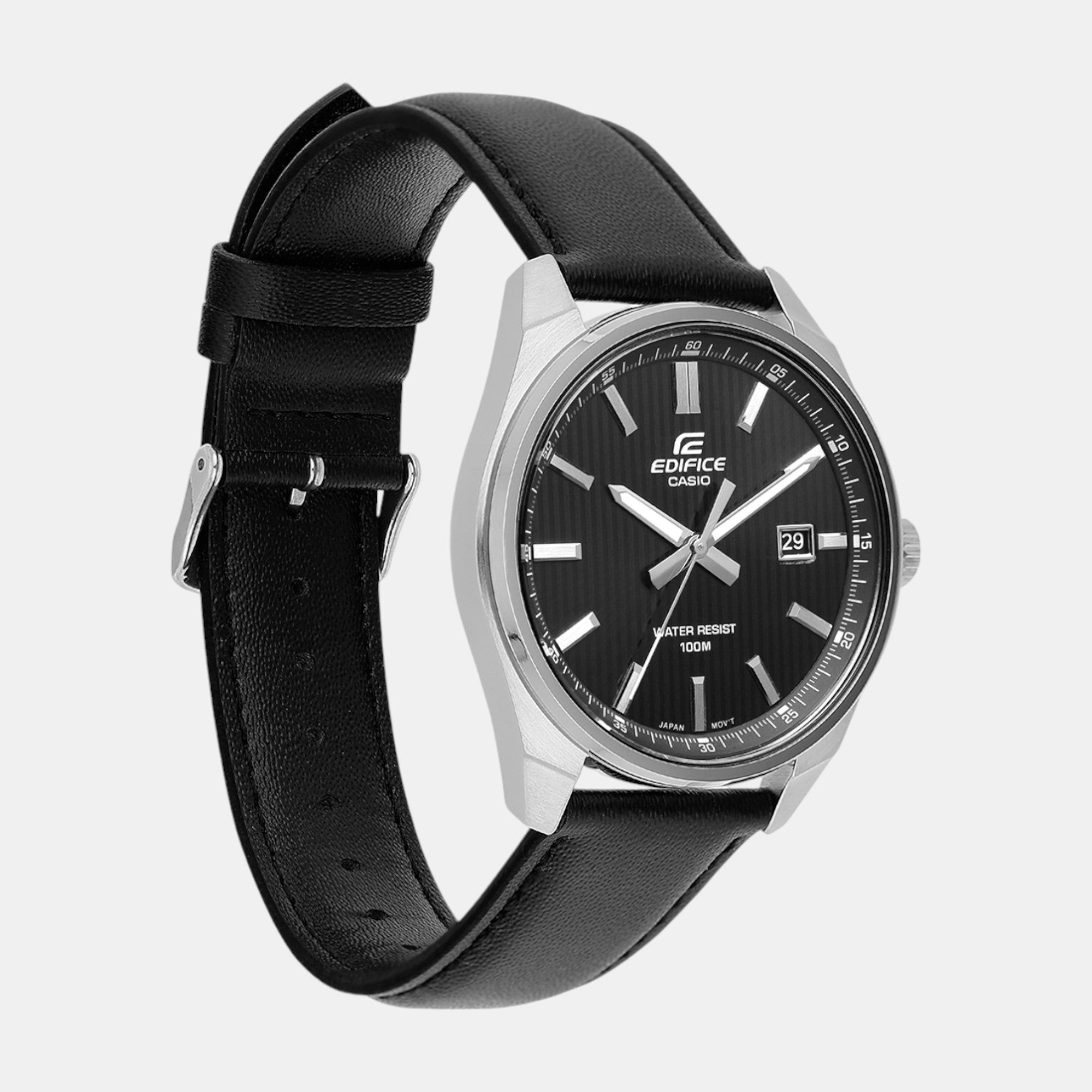 Edifice Men Quartz Black Dial Analog Leather Watch ED621