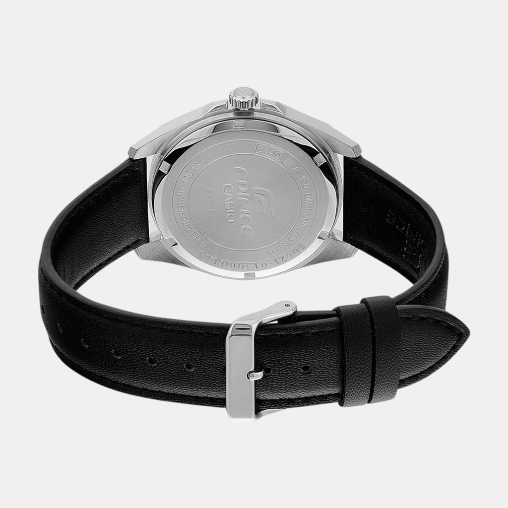 Edifice Men Quartz Black Dial Analog Leather Watch ED621