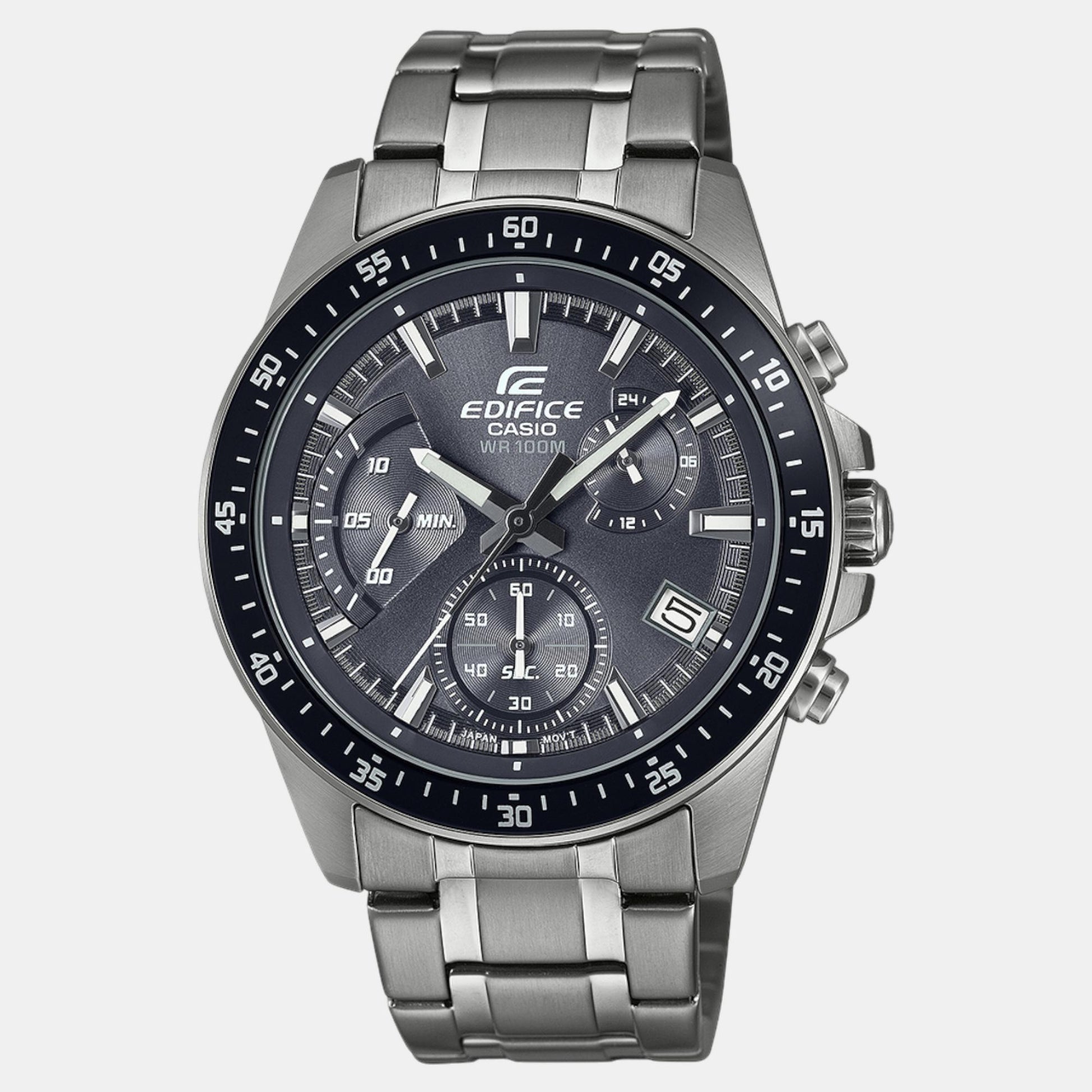Casio Edifice Men Quartz Grey Dial Chronograph Stainless Steel Watch ED622