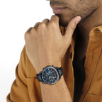 Edifice Men Solar Blue Dial Chronograph Leather Watch ED623