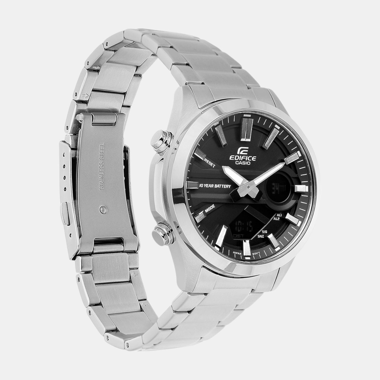 Edifice Men Quartz Black Dial Analog-Digital Stainless Steel Watch ED624