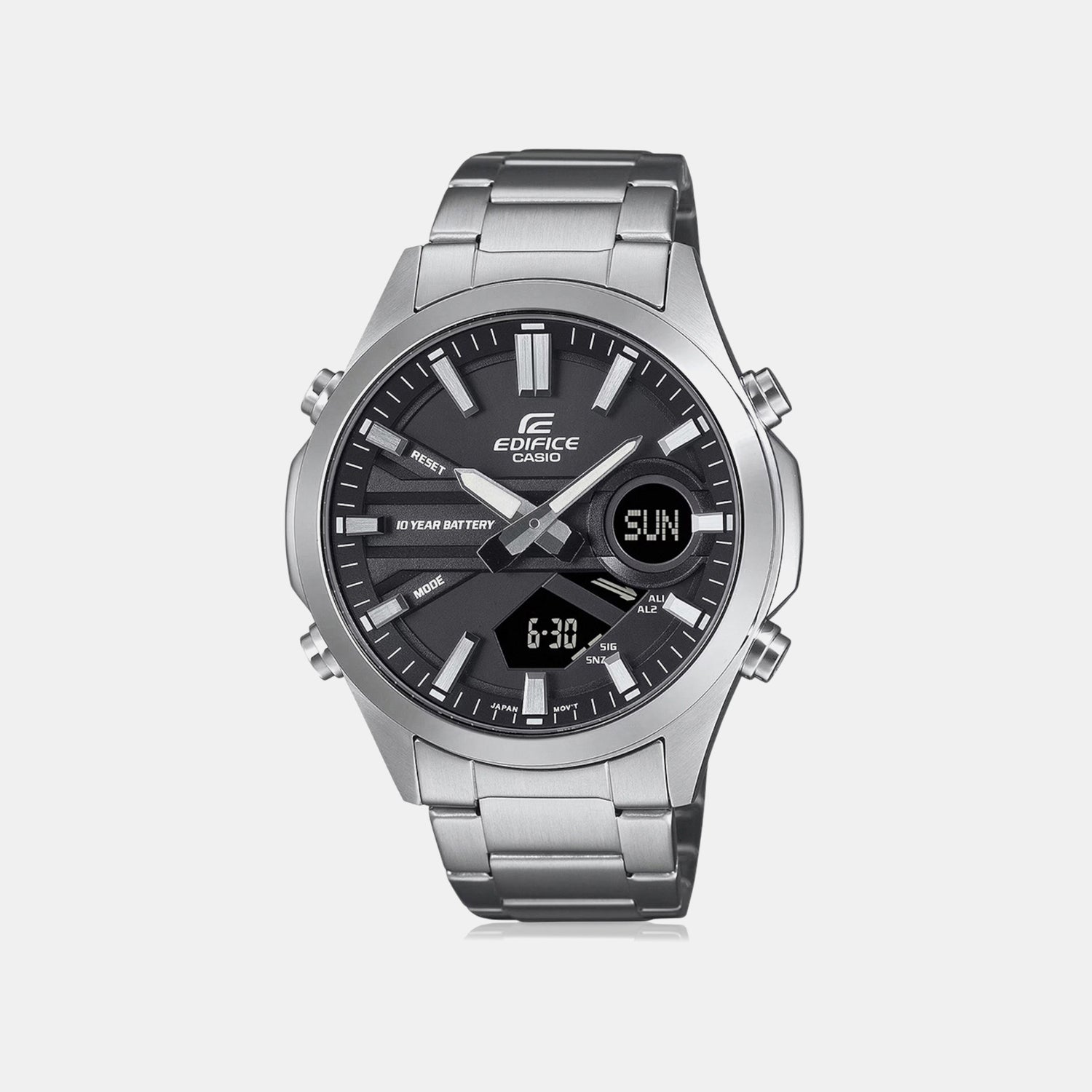 Edifice Men Quartz Black Dial Analog-Digital Stainless Steel Watch ED624