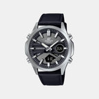 Edifice Men Quartz Black Dial Analog-Digital Leather Watch ED627
