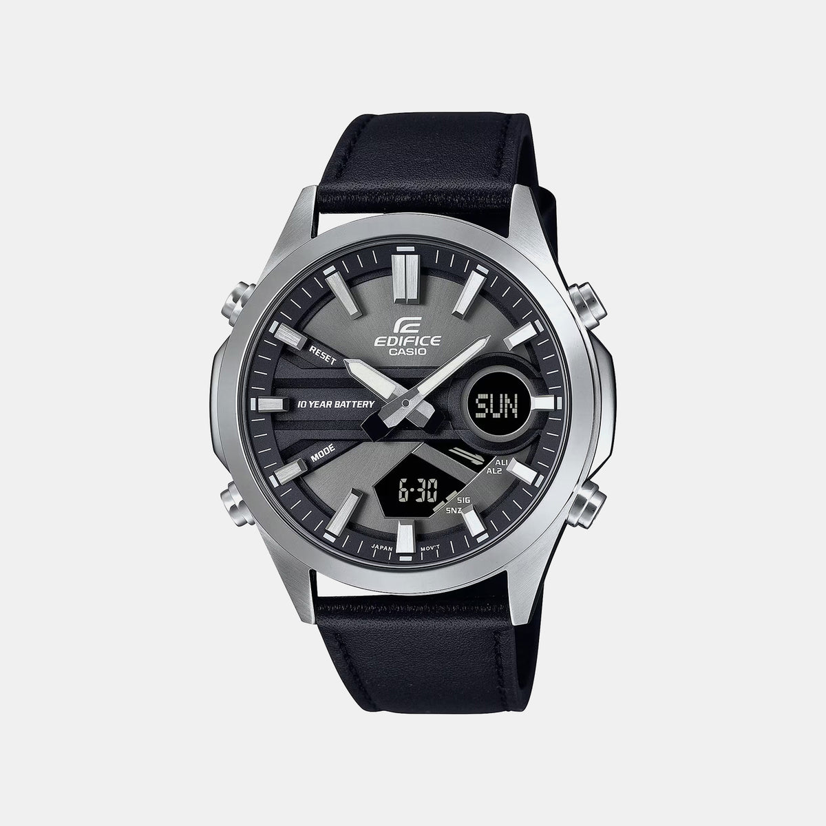 Edifice Men Quartz Black Dial Analog-Digital Leather Watch ED627