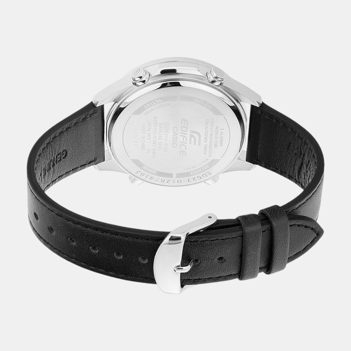 Edifice Men Quartz Black Dial Analog-Digital Leather Watch ED627